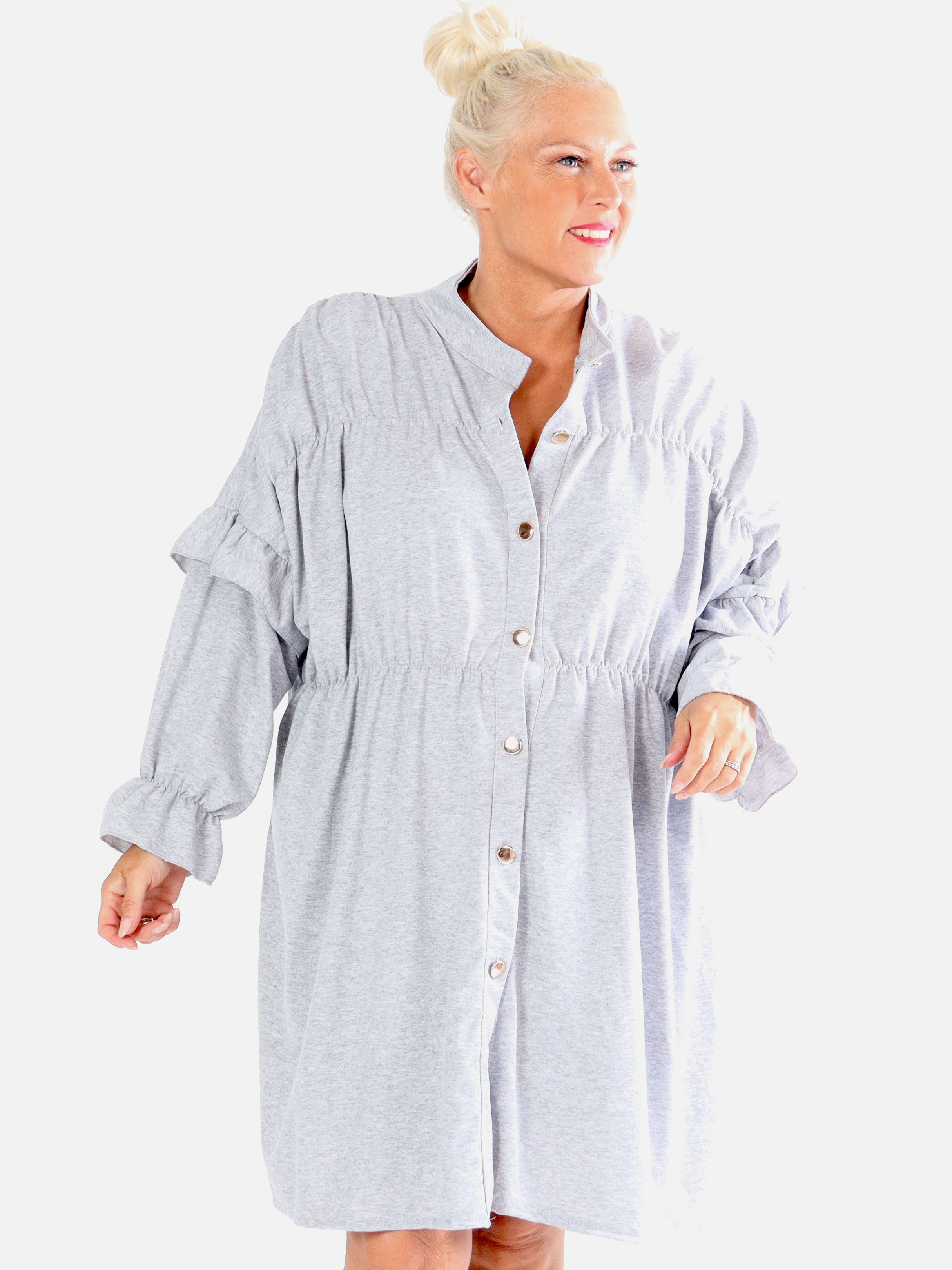 Monica Jersey - Plus size hverdags joggingkjole med flæser